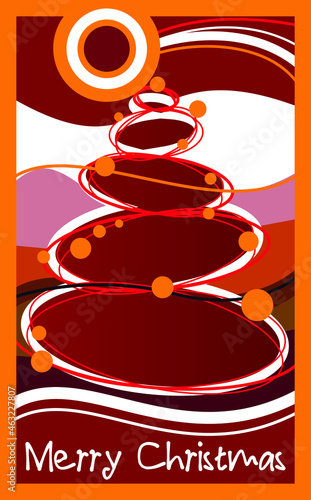 abstract illustration of Christmas tree and comet