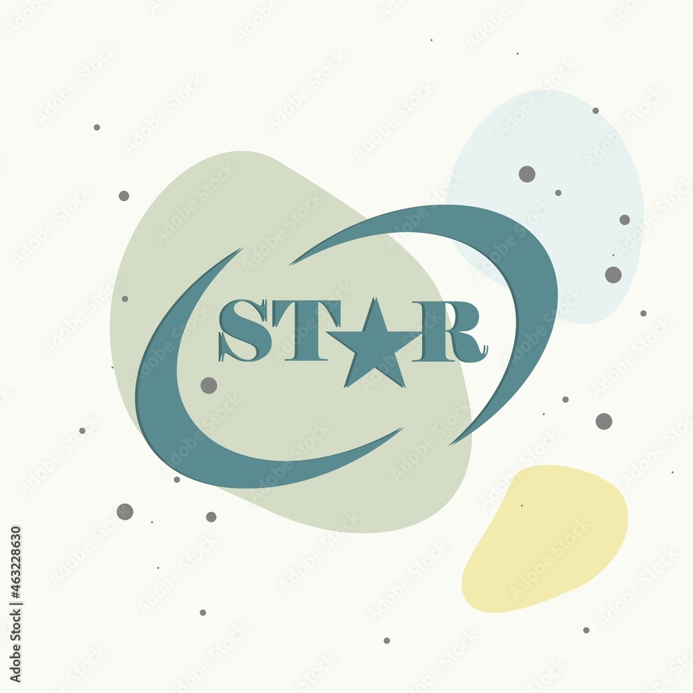 Vector icon of a star. Star inscription and star object on multicolored background. Vector icon of a star. Star inscription and star object on multicolored background.