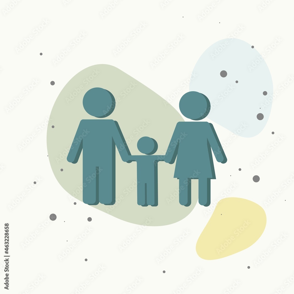 Vector icon family. Vector illustration man, women and children on multicolored background. Vector icon family. Vector illustration man, women and children on multicolored background.