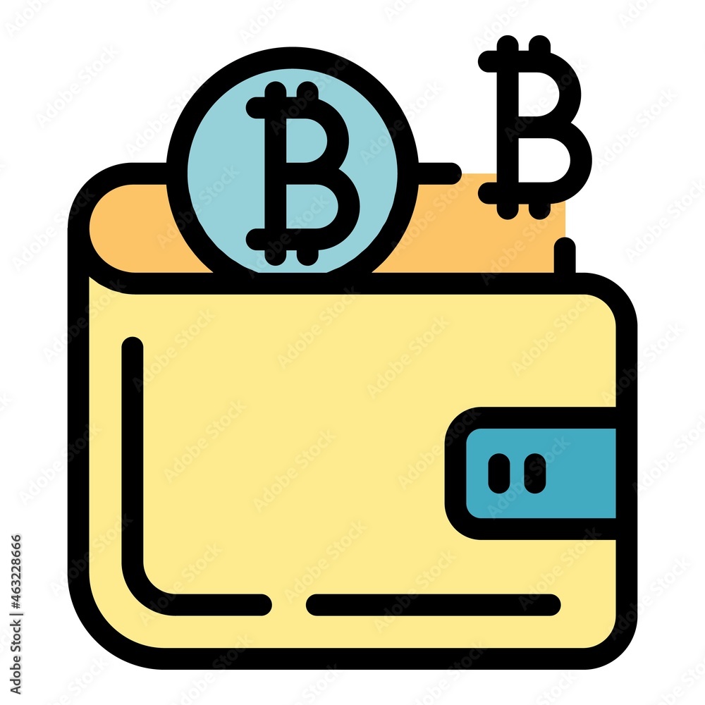 Blockchain wallet icon. Outline Blockchain wallet vector icon color flat isolated Blockchain wallet icon. Outline Blockchain wallet vector icon color flat isolated