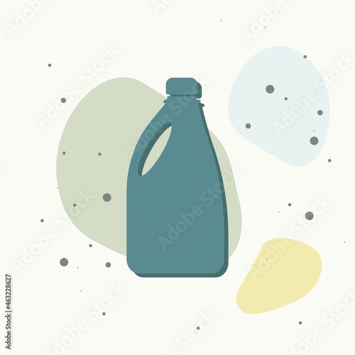 Bottle with chemical substance vector icon. Bottle with detergent, bleach on multicolored background.