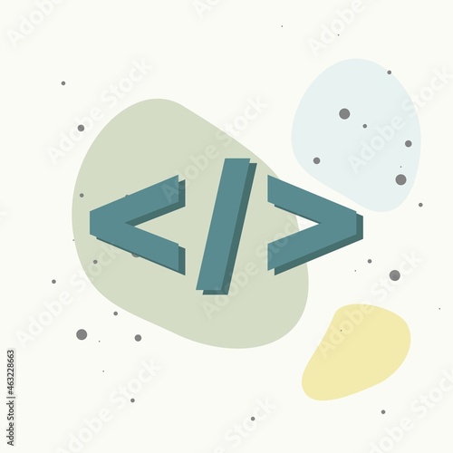 Computer code vector icon. Symbol of programming, webdesign on multicolored background. Layers grouped for easy editing illustration. For your design.