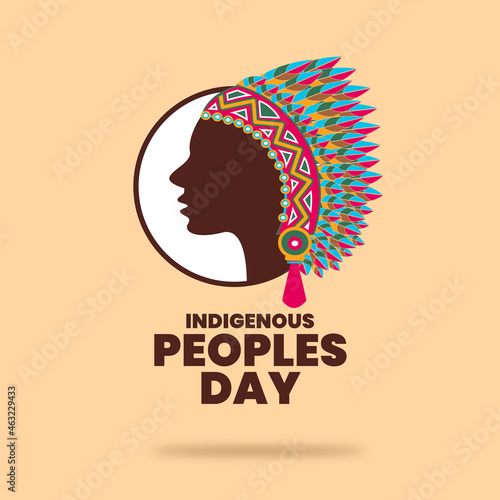 Indigenous peoples day greeting template, African, Indian, Dayak, warbonnet