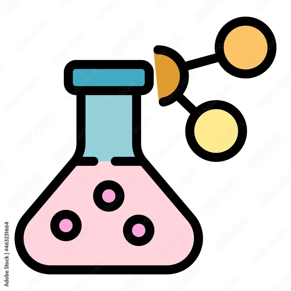Nano molecule flask icon. Outline Nano molecule flask vector icon color flat isolated Nano molecule flask icon. Outline Nano molecule flask vector icon color flat isolated