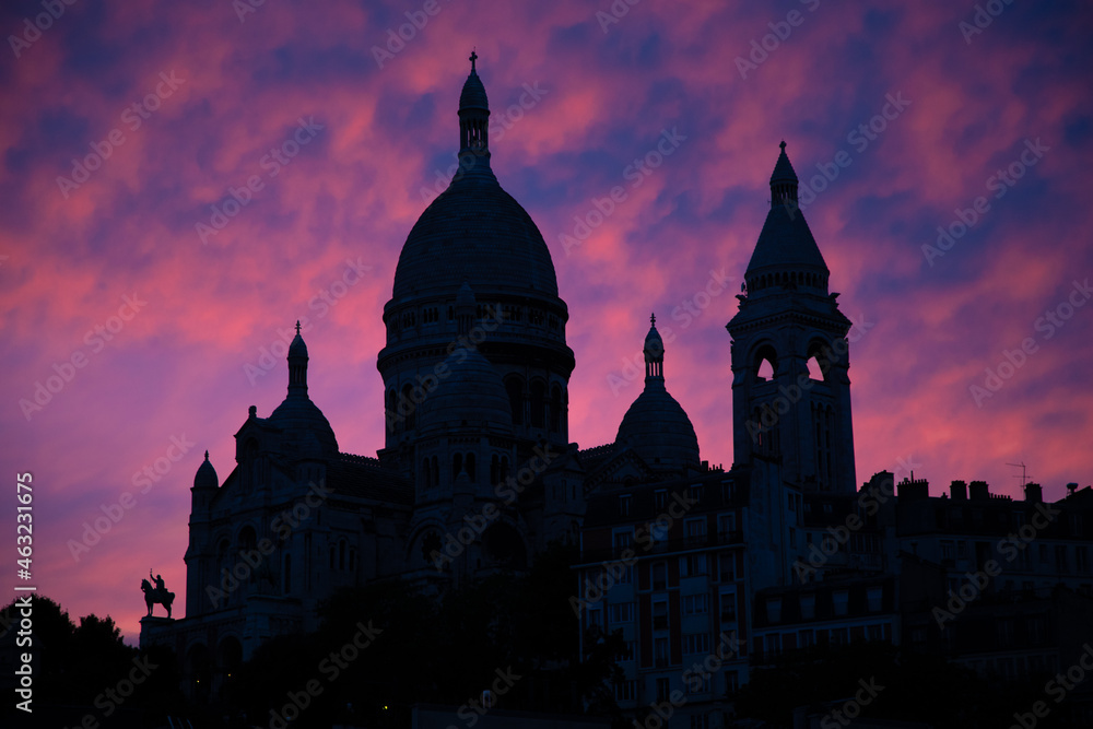 silhouette of the basilica of the Sacre Coeur in Paris 