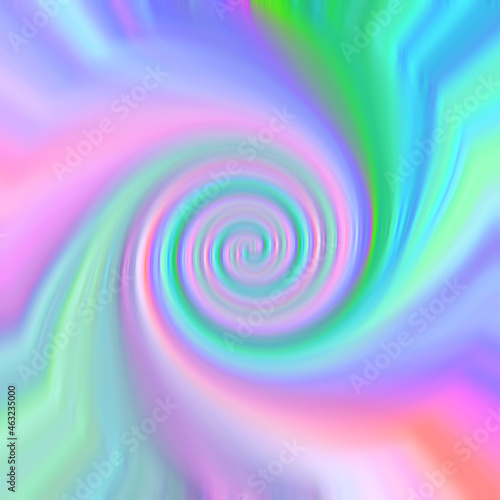 綺麗なパステル系の虹色のグラデーションの渦巻きの背景 ピンク、緑、青、紫、白、黄色