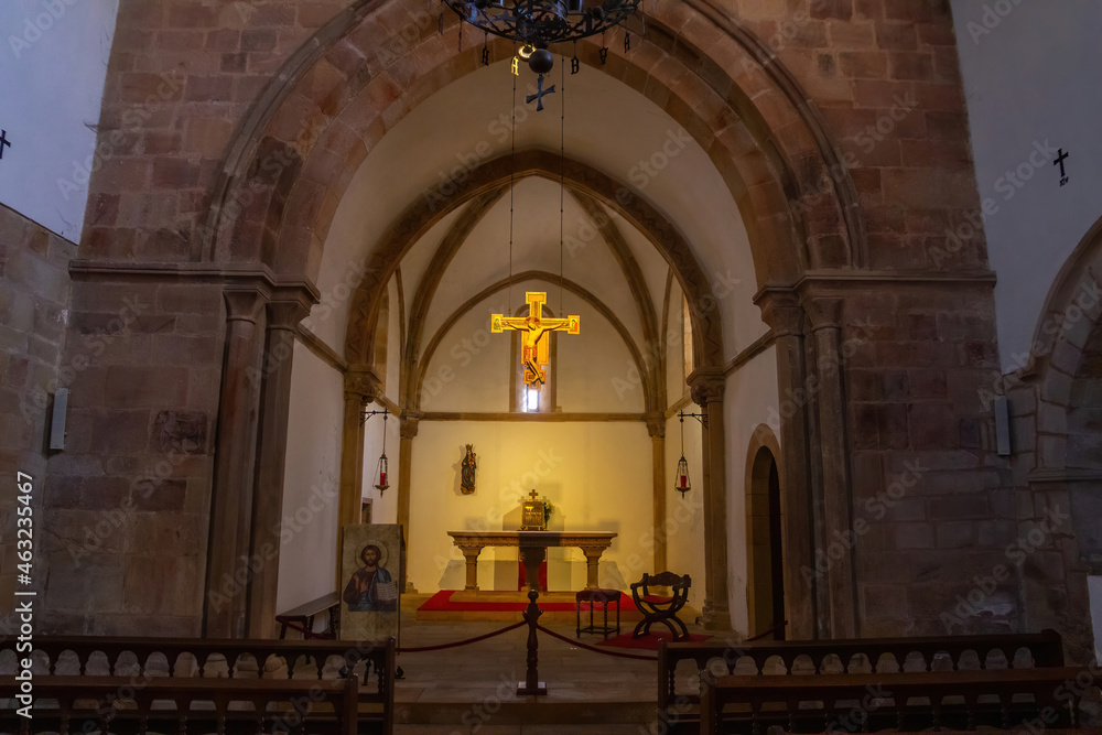 Interior of the Church of Santa Maria de la Oliva. Villaviciosa. Asturias