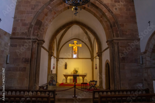 Interior of the Church of Santa Maria de la Oliva. Villaviciosa. Asturias