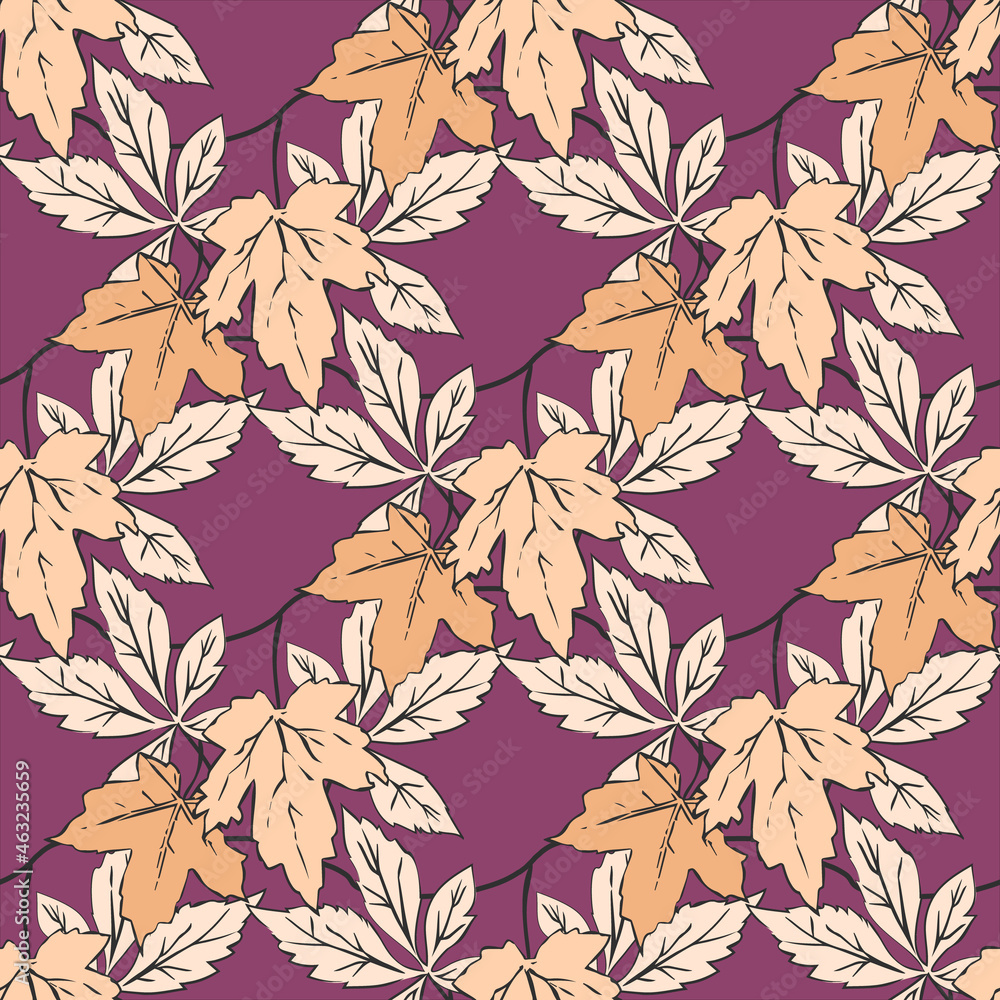 Vector - autumn leaves seamless pattern. Vector - autumn leaves seamless pattern.