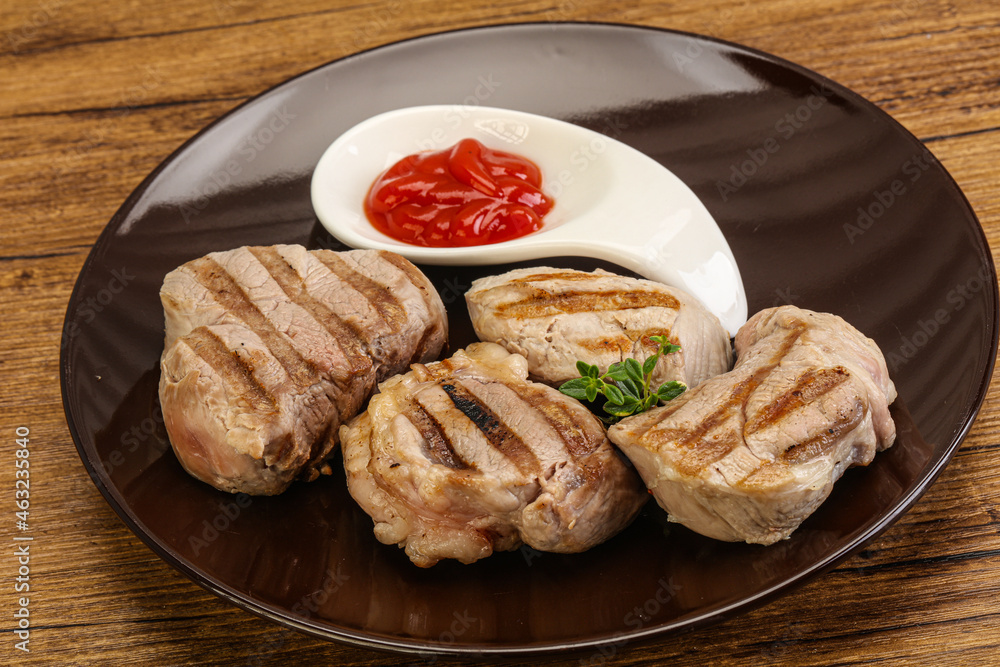 Grilled pork tenderlion with tomato sauce Grilled pork tenderlion with tomato sauce