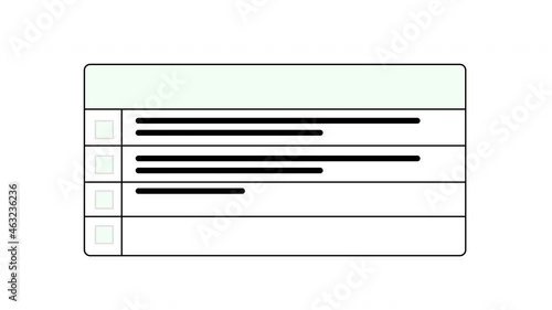 Self drawing animation - to do list, report, presentation sheet, paper, screen, page.