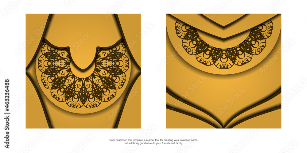 Yellow business card with an abstract brown pattern for your contacts. Yellow business card with an abstract brown pattern for your contacts.