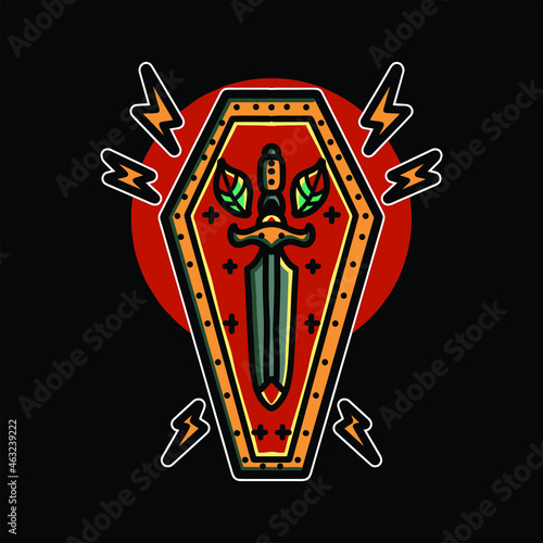 coffin tattoo vector design