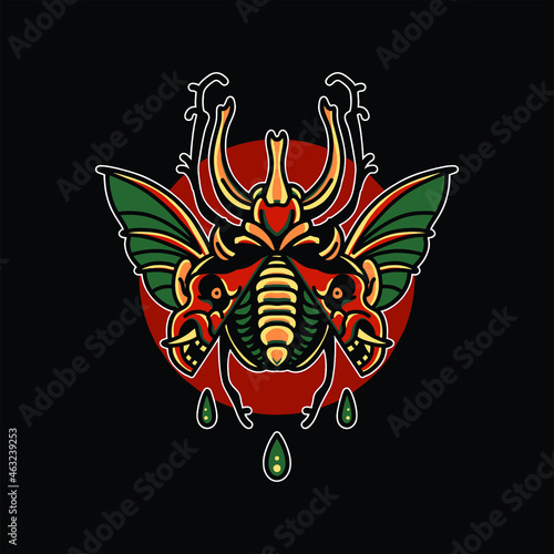 devil beetle tattoo vector design