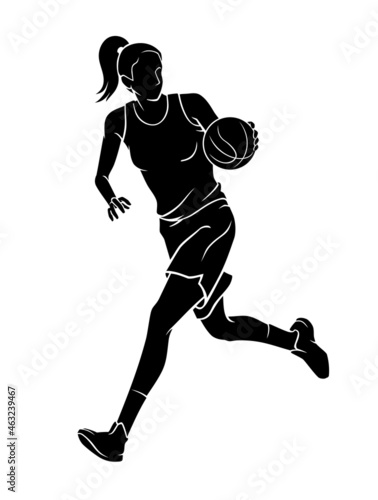 Women's Basketball, Dribbling Player Silhouette