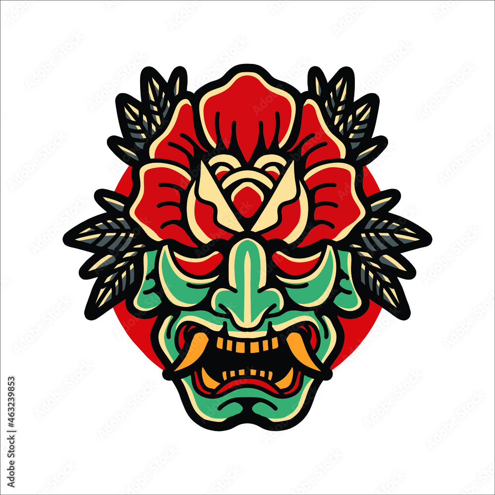 Fototapeta premium rose tattoo illustration vector design