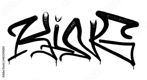 Vector illustration Black graffiti tag lettering aerosol can spray paint