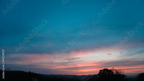 Fototapeta Naklejka Na Ścianę i Meble -  Landscape of beautiful twilight sky behind woods.