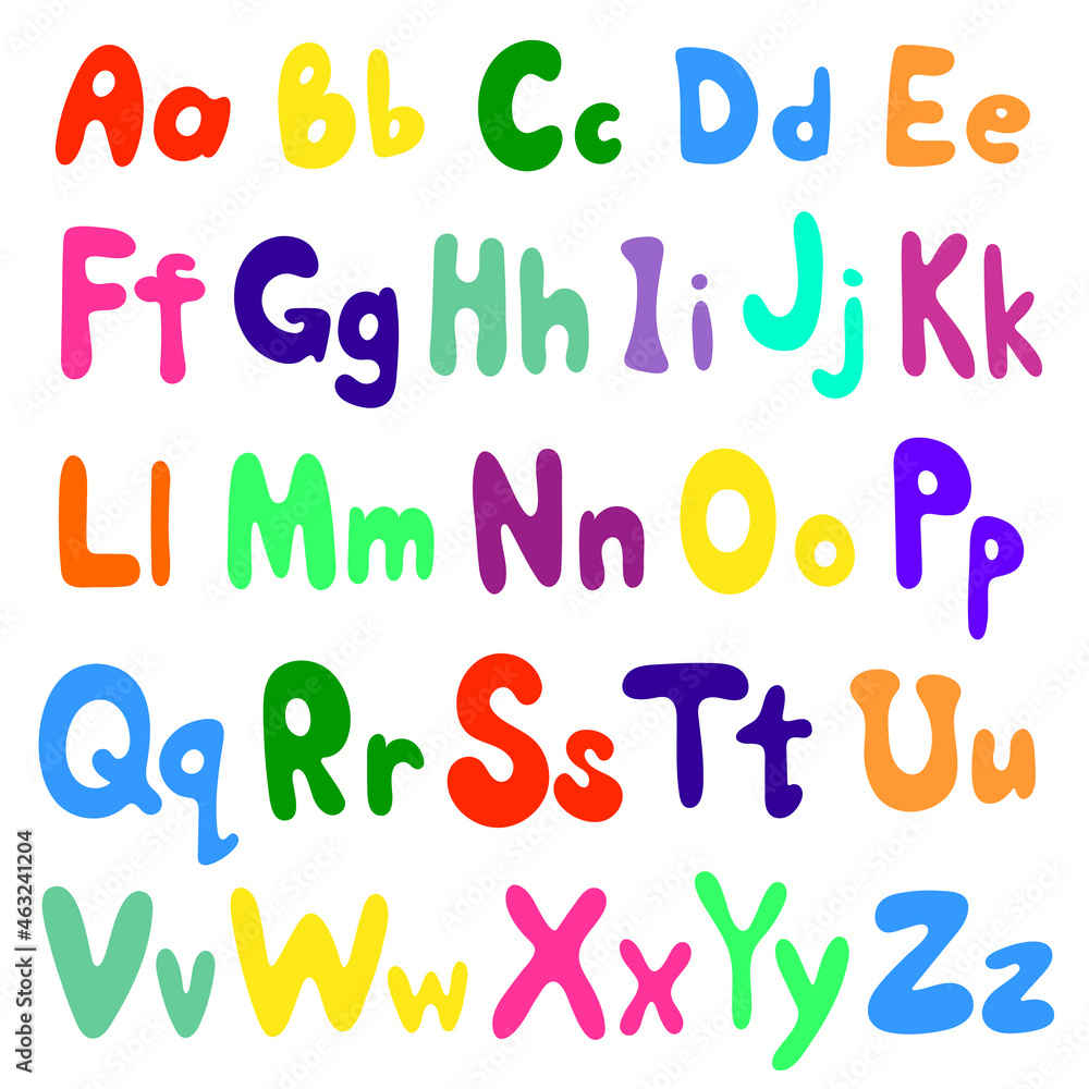 Vector set of colorful alphabet letters. White background. 