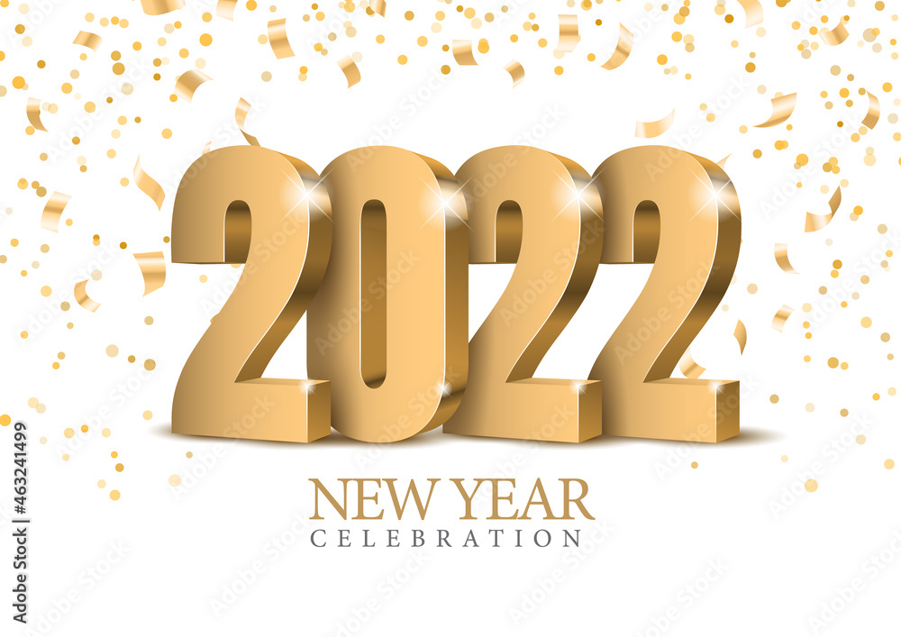 Vector text Design 2022. gold 3d numbers. Vector Vector text Design 2022. gold 3d numbers. Vector