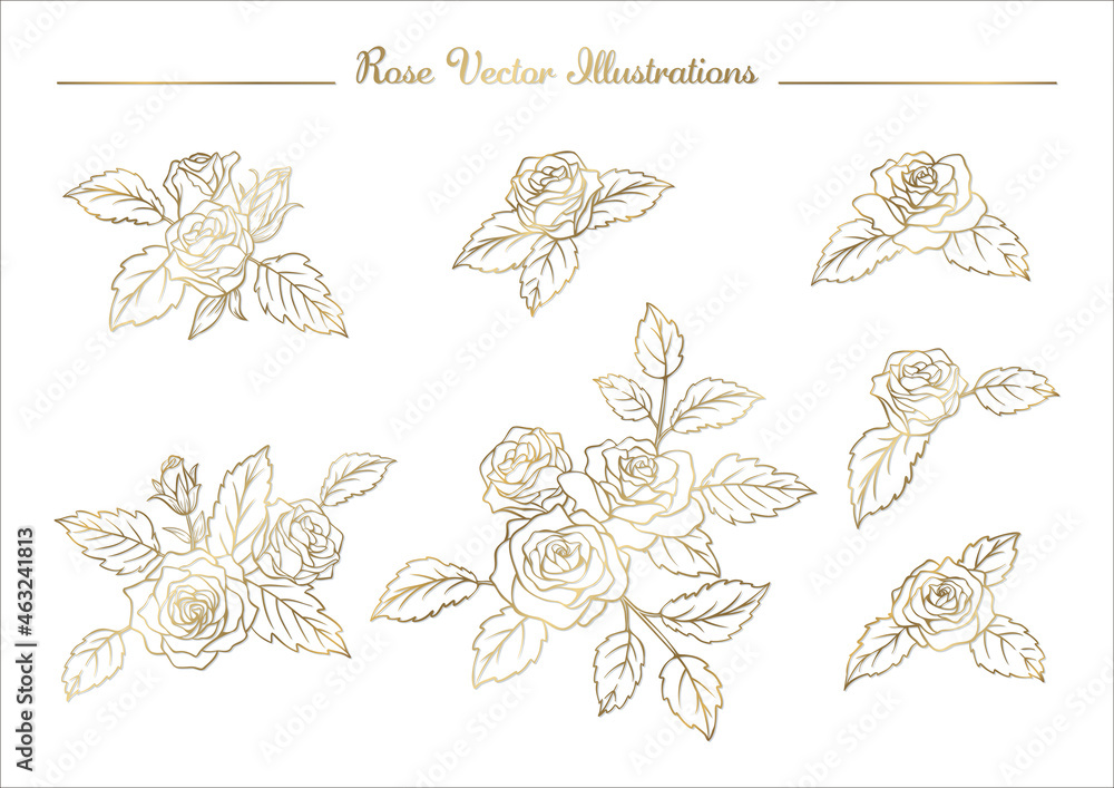 薔薇のイラスト素材 セット ゴールド Stock Vector Adobe Stock 薔薇のイラスト素材 セット ゴールド Stock Vector Adobe Stock