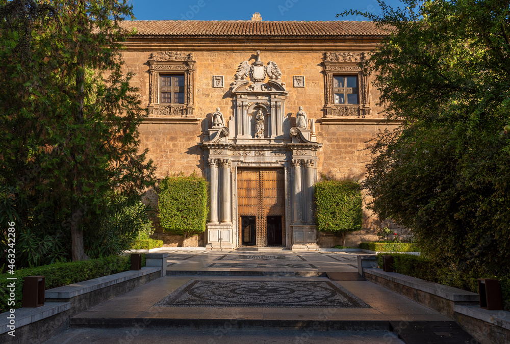 Downtown of Granada Spain. Hospital Real de Granada. 