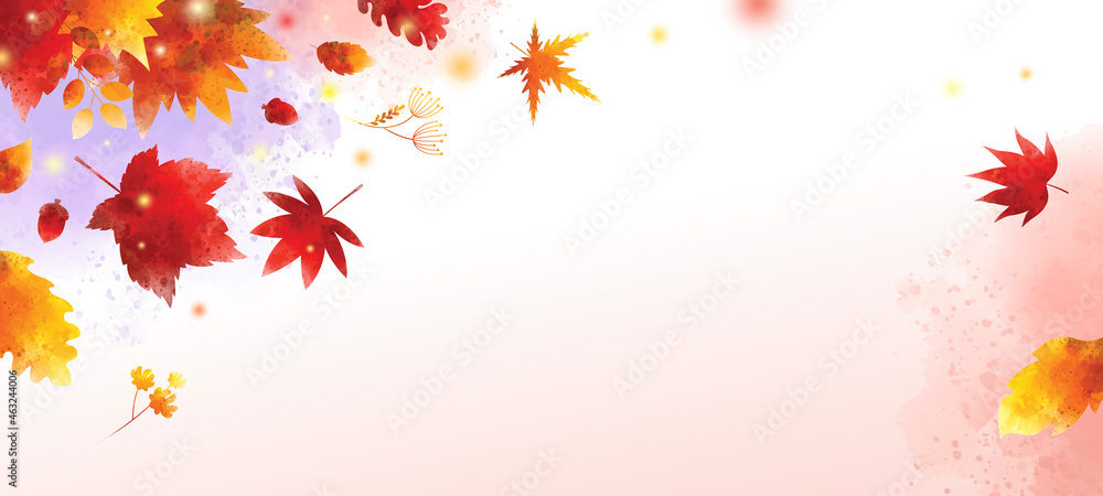 Watercolor autumn banner on white background with copy space vector illustration Watercolor autumn banner on white background with copy space vector illustration