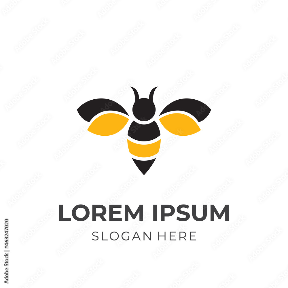 simple bee logo concept with flat color style
