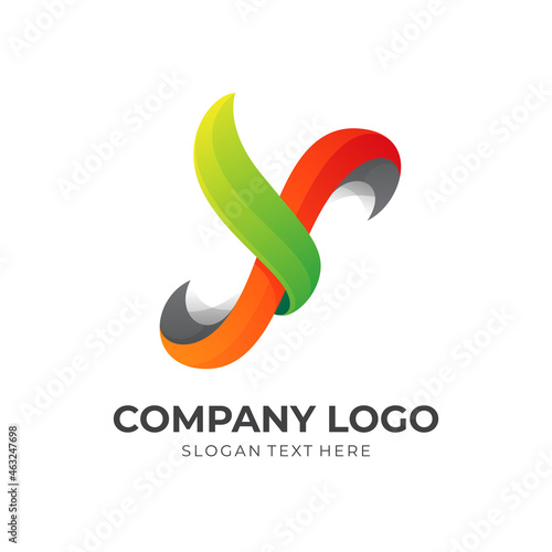 simple letter Y logo design vector combination, 3d colorful style