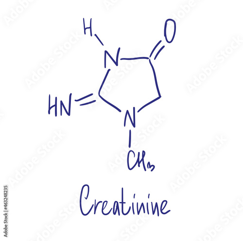 Creatinine chemical structure. Vector illustration Hand drawn.