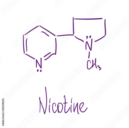 Nicotine chemical structure. Vector illustration Hand drawn