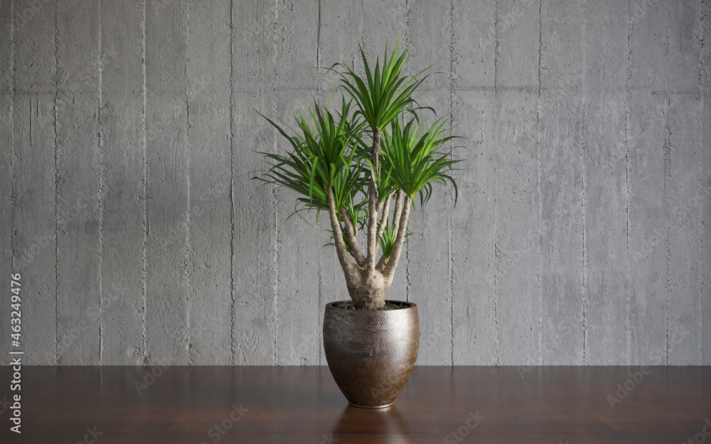Fototapeta premium Decorative flowers in a vase on the table. 3D illustration, cg render