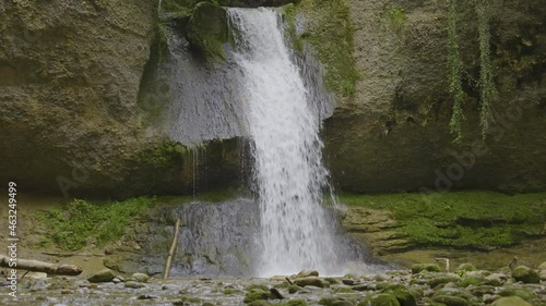Waterfall in the mountains. Kemptnertobel waterfall near Kempten, Wetzikon, Canton of Zurich in Switzerland. photo