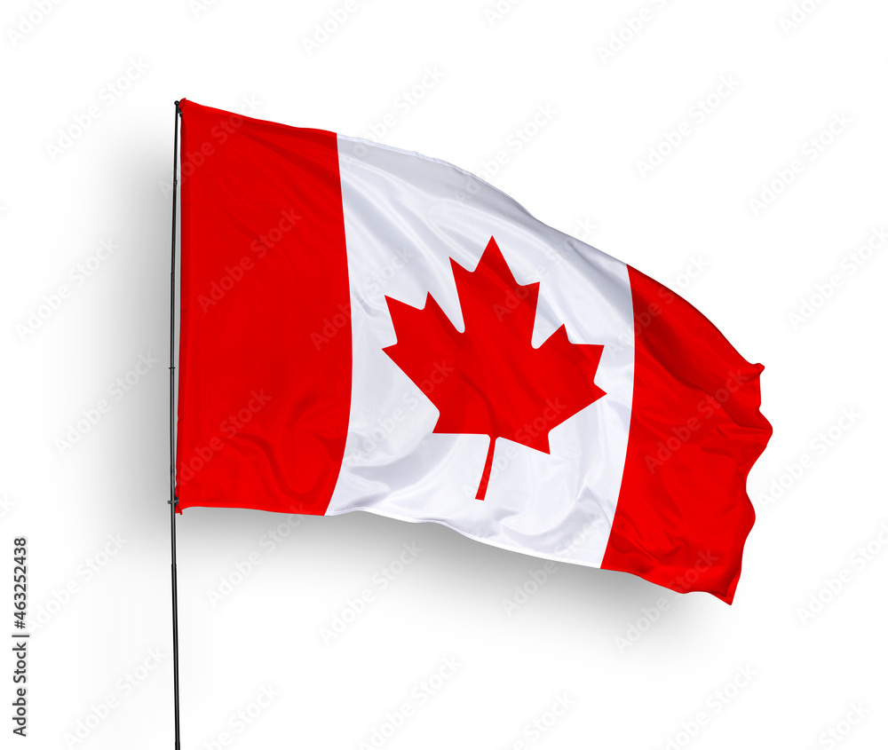 Canada flag isolated on white background. close up waving flag of Canada. flag symbols of Canada. Concept of Canada. Canada flag isolated on white background. close up waving flag of Canada. flag symbols of Canada. Concept of Canada.