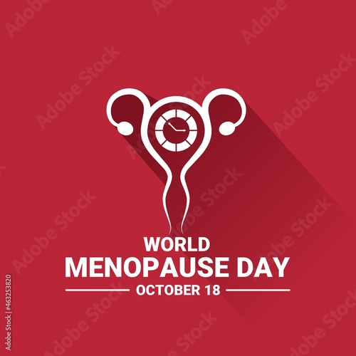 Vector illustration, flat style uterus icon, with time symbol, as world menopause day banner, poster or template.