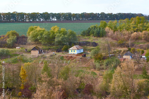 Autumn landscape in Ukrainian village