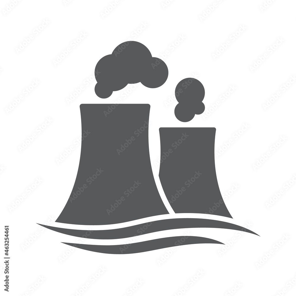 Nuclear Power Plant Pipes Silhouette Vector Icon Isolated On White