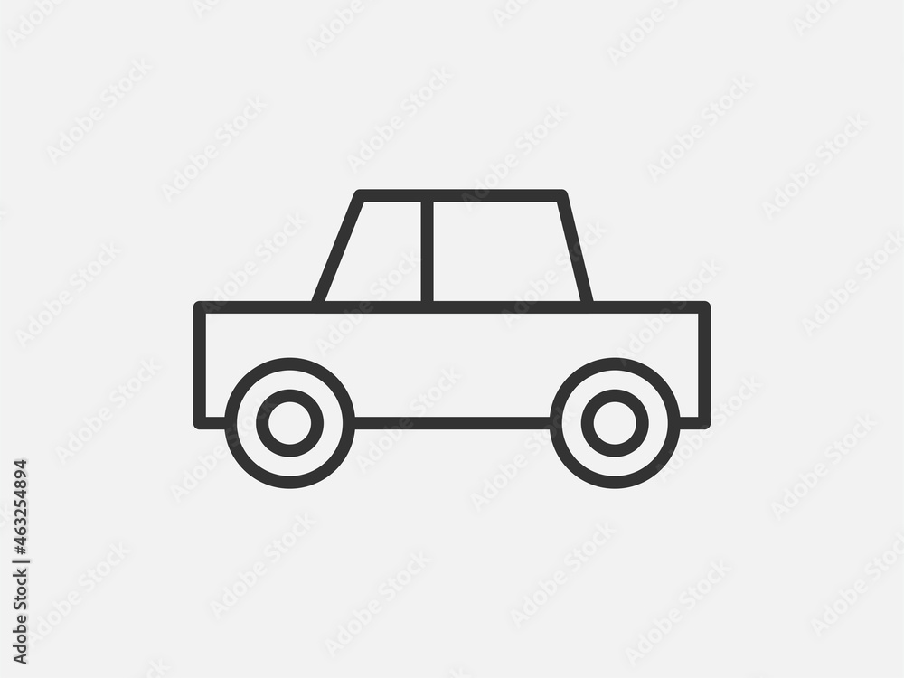 Car toy icon on white background. Line style vector illustration.