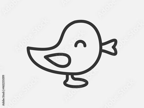 Duck toy icon on white background. Line style vector illustration.