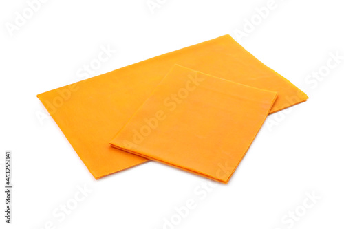 Orange reusable beeswax food wraps on white background