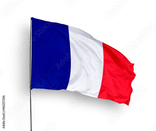Free Download France flag isolated on white background. close up waving flag of France. flag symbols of France. Concept of France. - GFXLoad