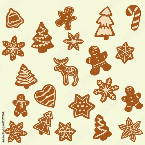 Doodle freehand sketch drawing of ginger bread cookie.