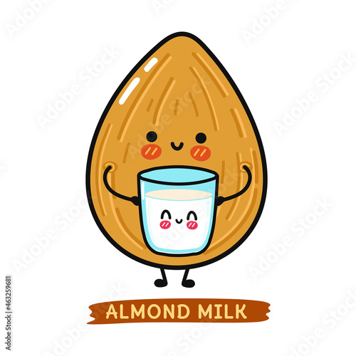 Cute, funny happy glass of milk and soy character. Soy milk. Vector hand drawn cartoon kawaii characters, illustration icon. Funny cartoon glass of milk and soy friends concept
