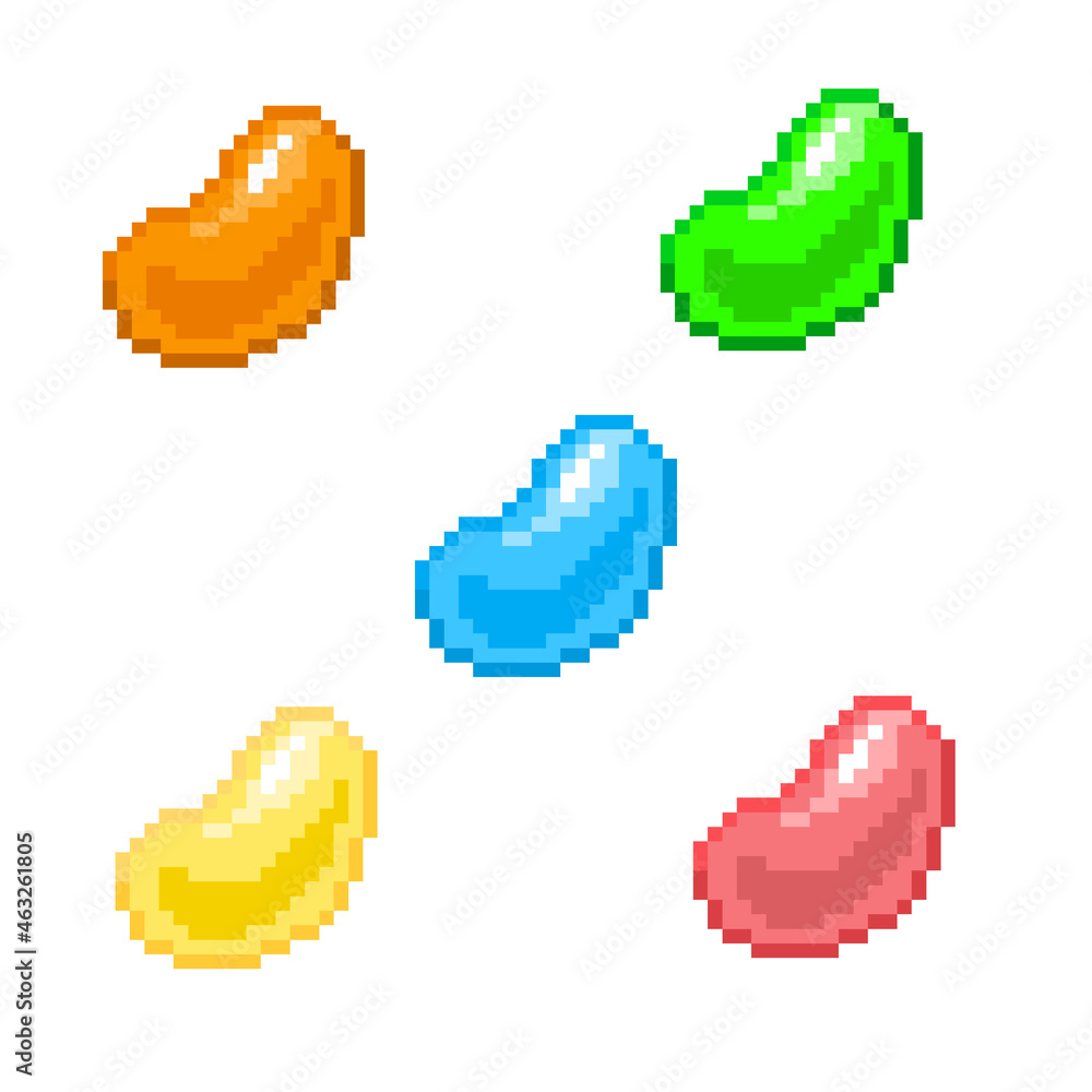 Pixel Illustration of colorful jellybeans