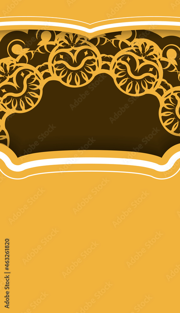 Yellow background with indian brown pattern and logo space Yellow background with indian brown pattern and logo space