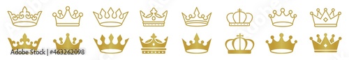 Crown icon set. Gold crown icon collection. line crown icon. vector illustration
