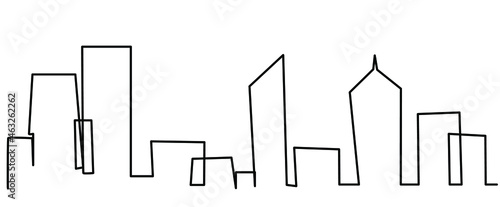 Megapolis one line on white background Outline big city. Black line on isolate. Stock vector illustration.