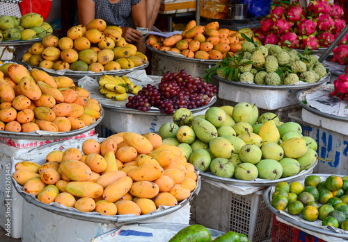 Selling fruits at rural market