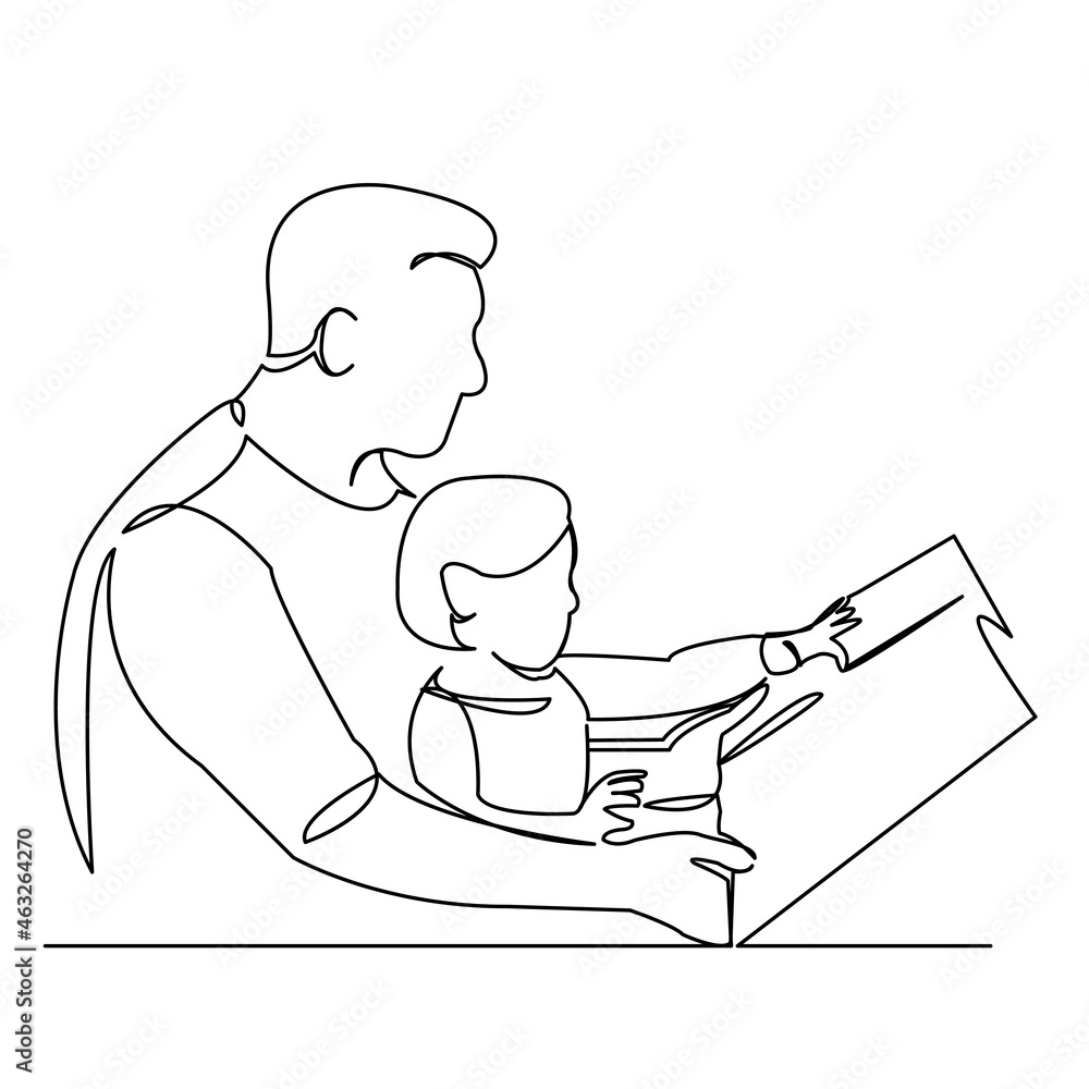 dad is reading to the child