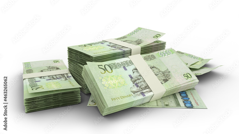 Stacks of Libyan dinar notes on white background Stacks of Libyan dinar notes on white background